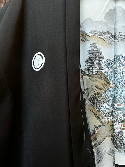 Vintage Reversible Men’s Silk Haori Jacket · BOKKEI 墨景