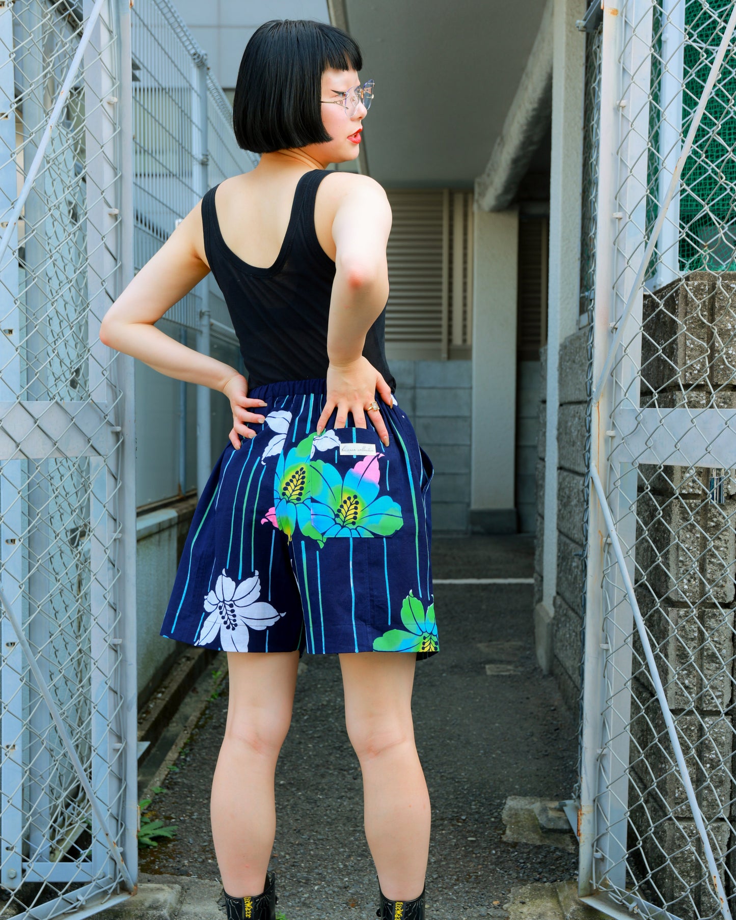 UPCYCLED YUKATA SHORTS・NIJI 虹