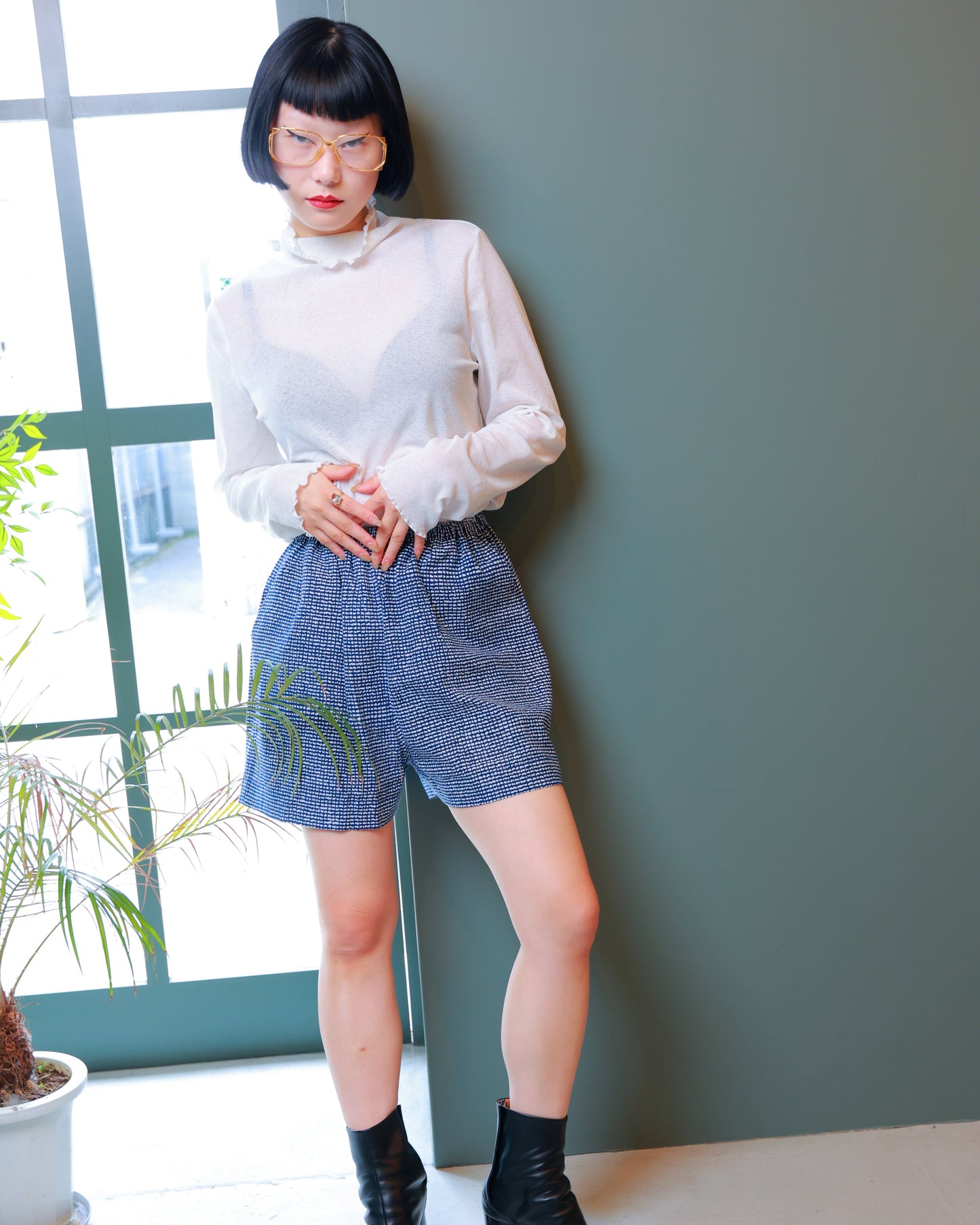 UPCYCLED YUKATA SHORTS・GEO