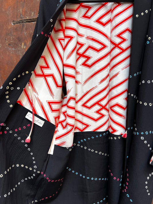 Vintage Partial Shibori Silk Haori Jacket · HOSHIMEGURI・星巡り