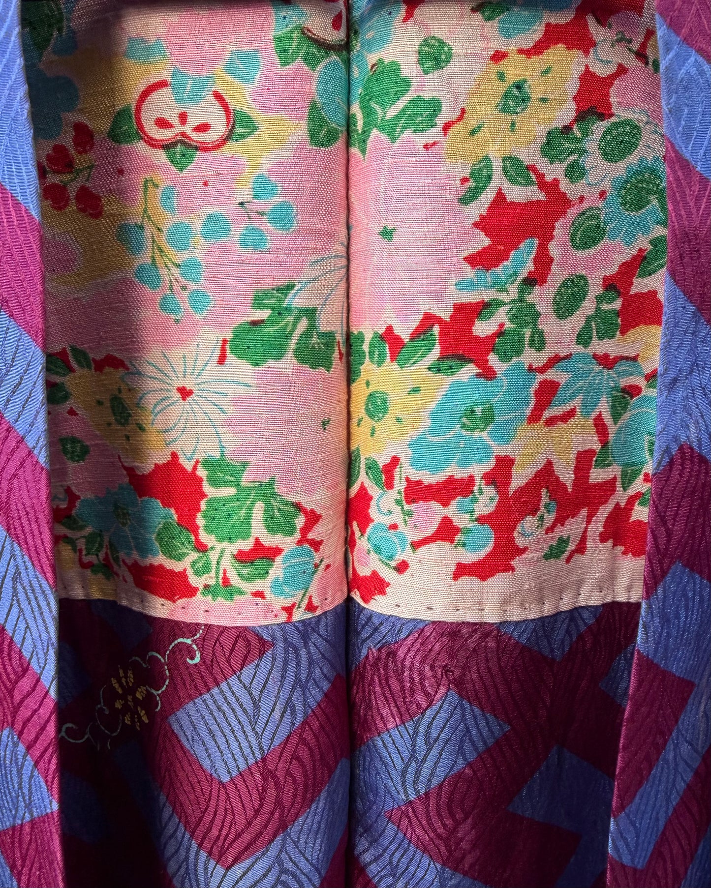 Vintage Purple Silk Jacquard Haori Jacket · Manzigara マンジ柄