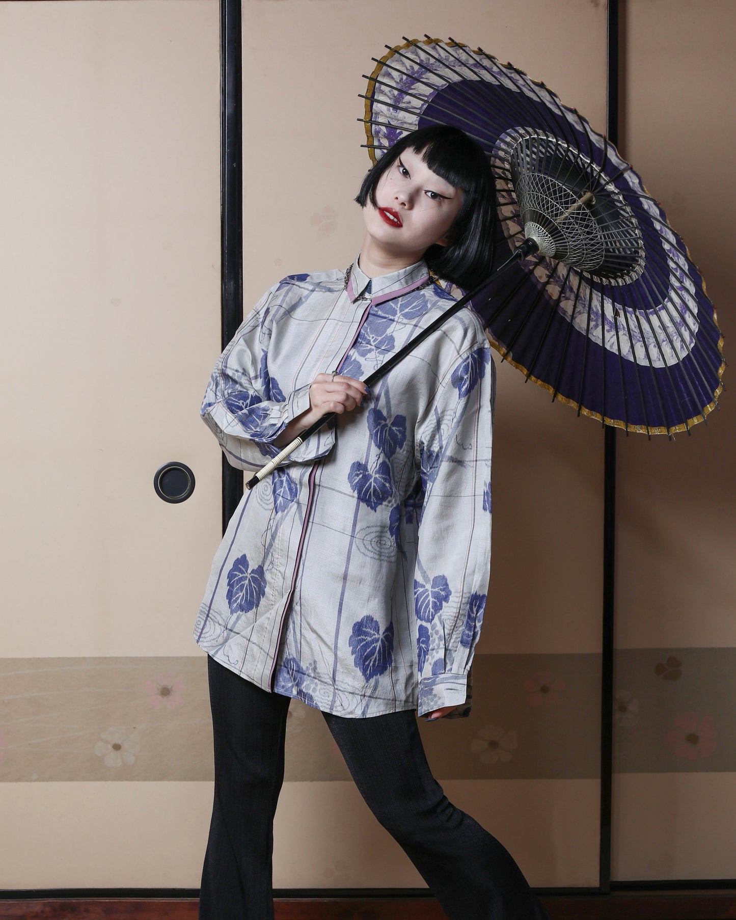 UPCYCLED KIMONO SHIRT・ASAGAO 朝顔