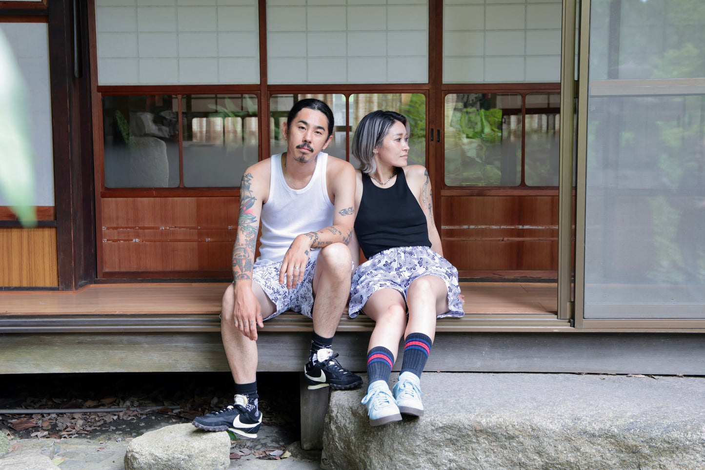 Shorts Upcycled de Algodón Yukata · NATSU NO YORU 夏の夜