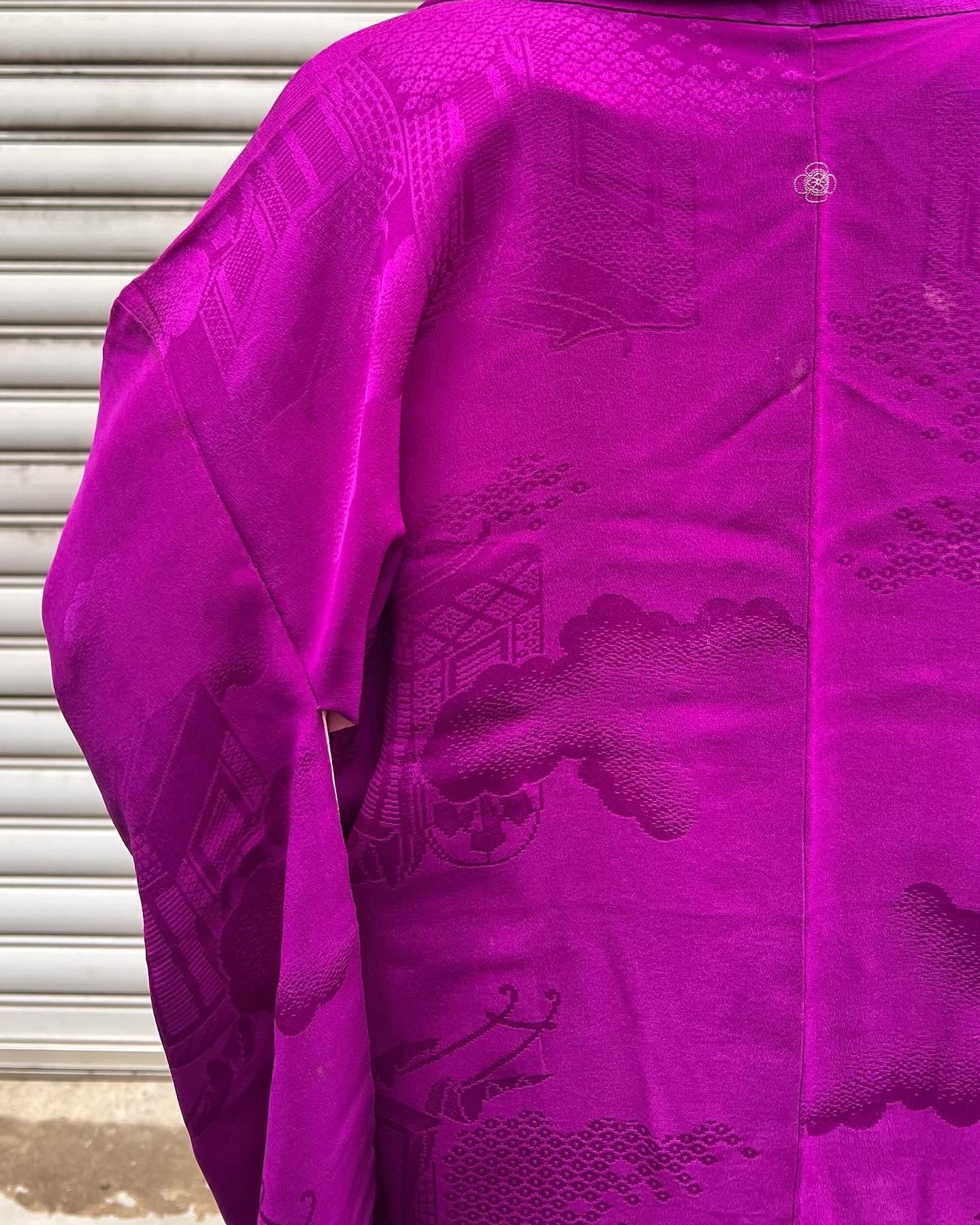 ANTIQUE SILK JACQUARD HAORI・AKAMURASAKI 赤紫