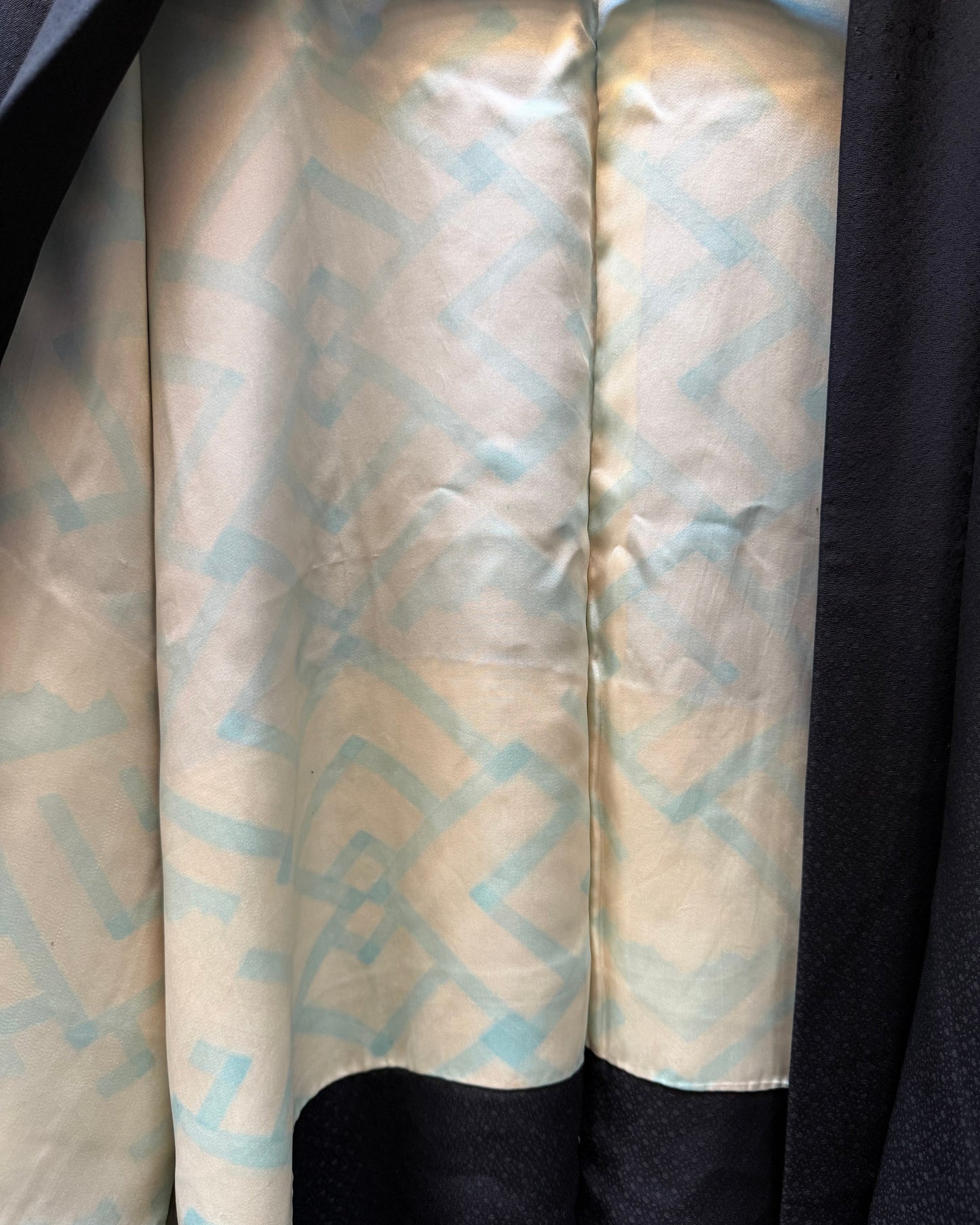 Vintage Black Silk Haori Jacket · Karakusa Botan 唐草牡丹