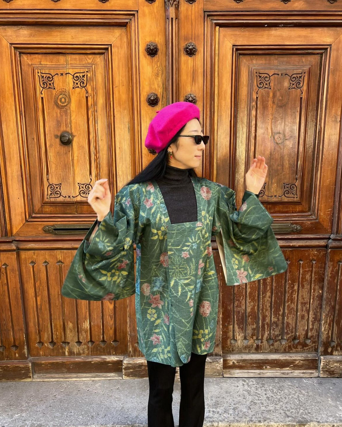 UPCYCLED KIMONO BUCKET HAT・MIDORI みどり