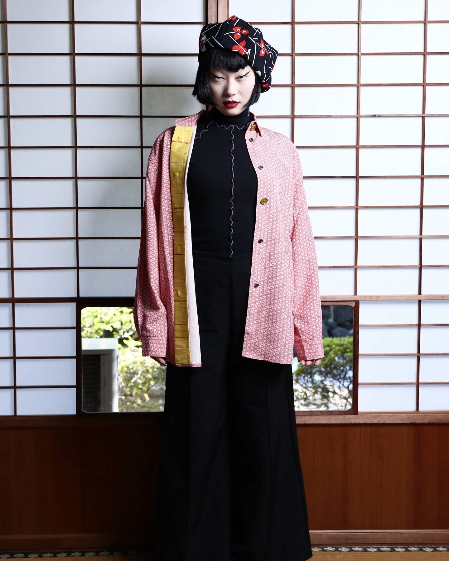 UPCYCLED KIMONO BERET・POP HANA ポップ花