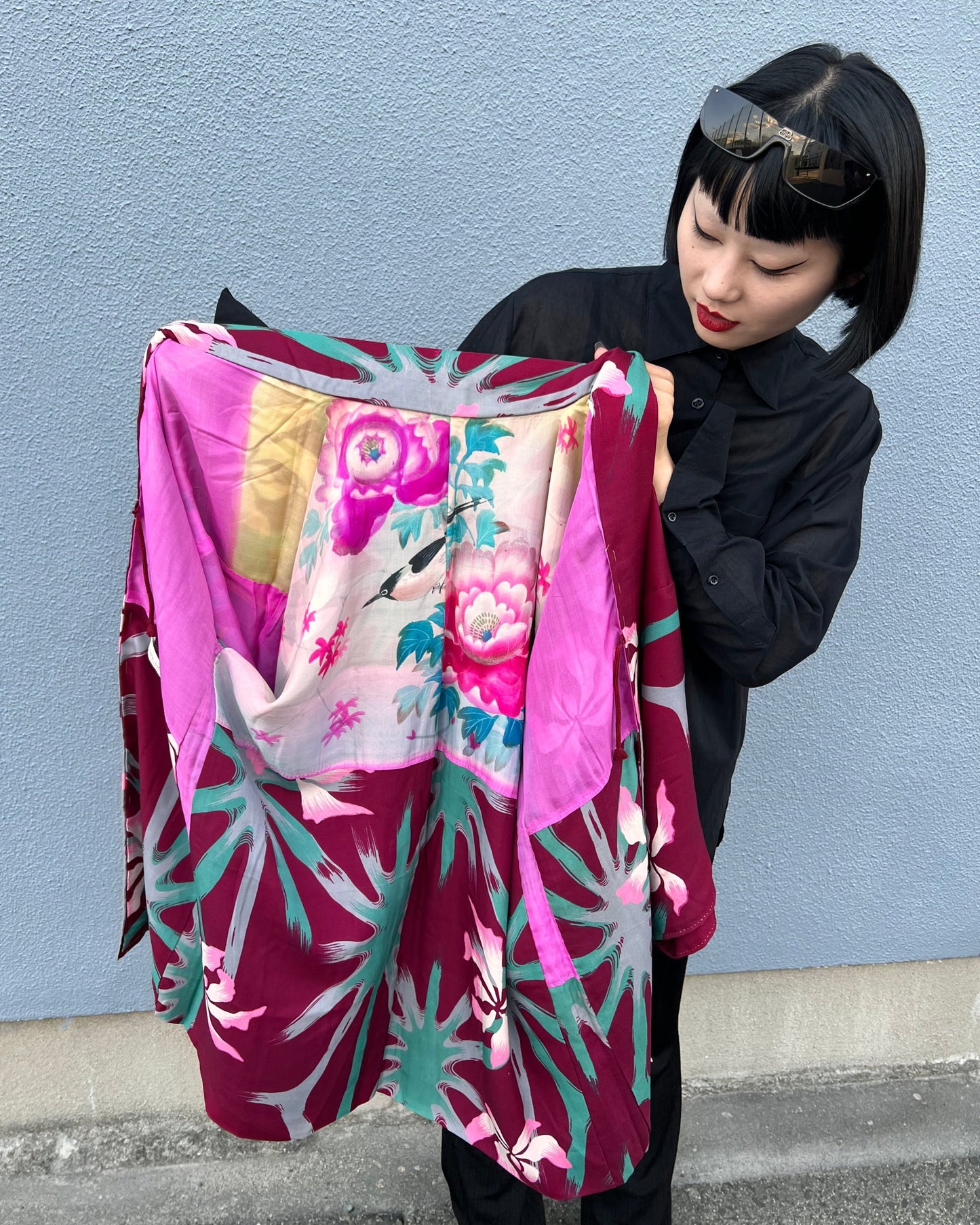 Vintage Dark Fushsia Patterned Haori Jacket · Maryoku 魔力
