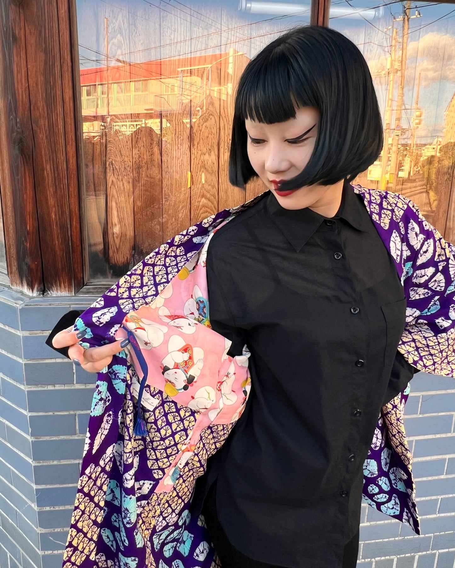 Vintage Purple Silk Shibori Haori Jacket · Banka 晩夏