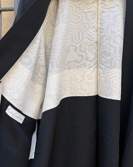 Vintage Black Silk Haori Jacket · KAMON 家紋
