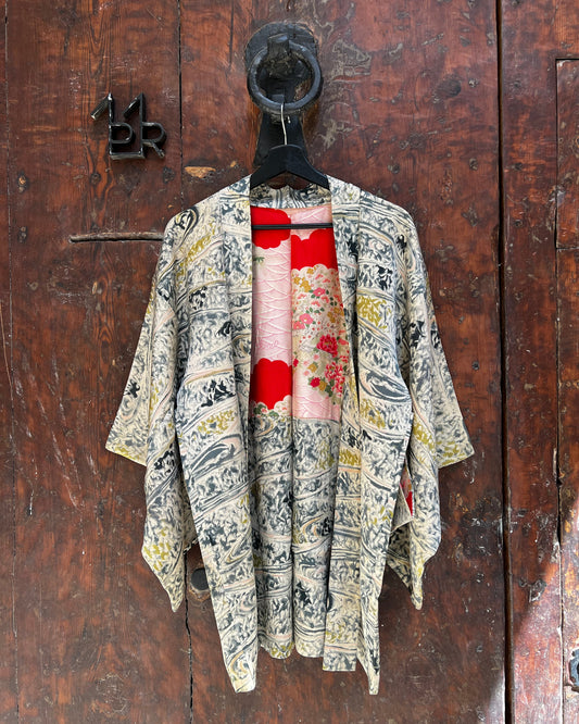 Vintage Black Silk Haori Jacket · NAMI 波