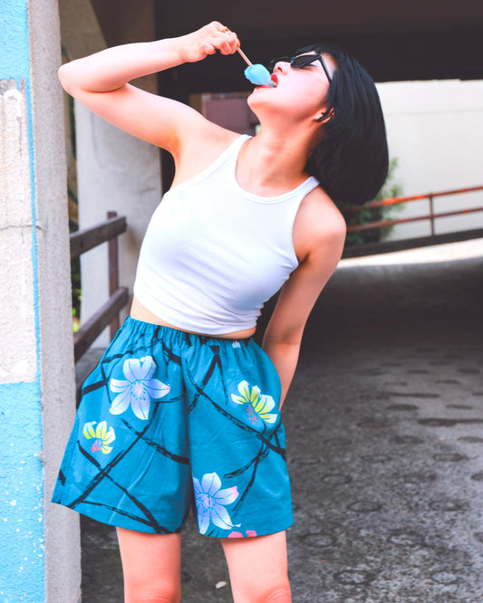 UPCYCLED YUKATA SHORTS・GRIGARI-KUN ガリガリ君
