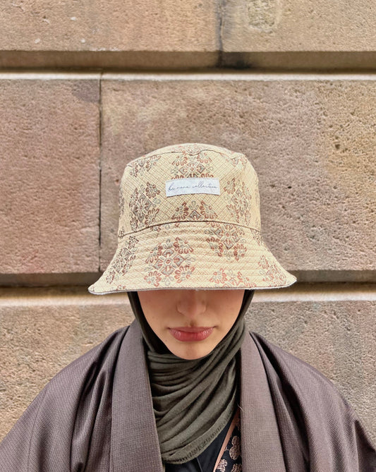 UPCYCLED OBI BUCKET HAT・SHIRO-CHA 白茶