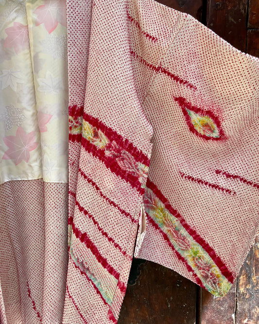 Vintage Shibori Haori · Pink Green YUMEMIGUSA 夢見草