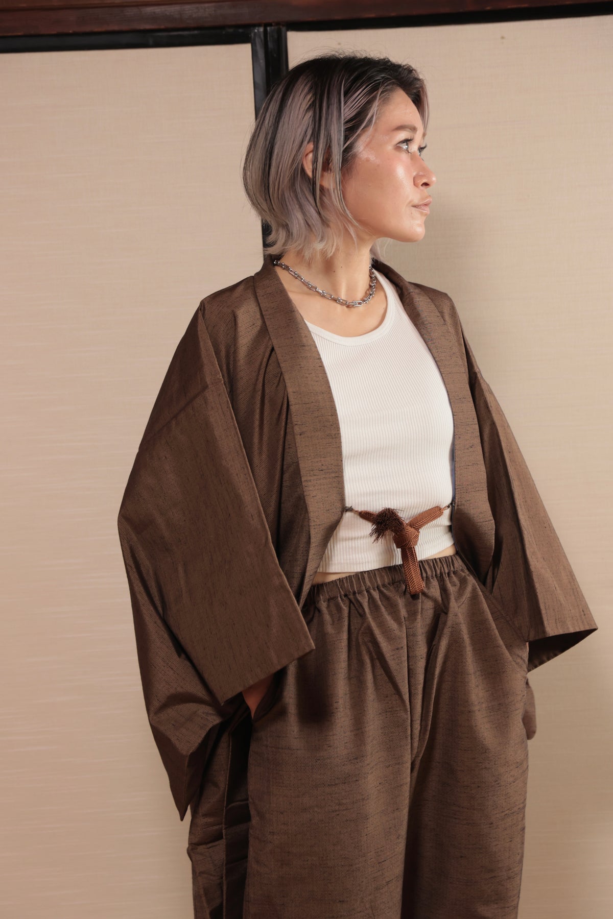 UPDATE Haori x Upcycled Kimono Pants Set・TORA 虎
