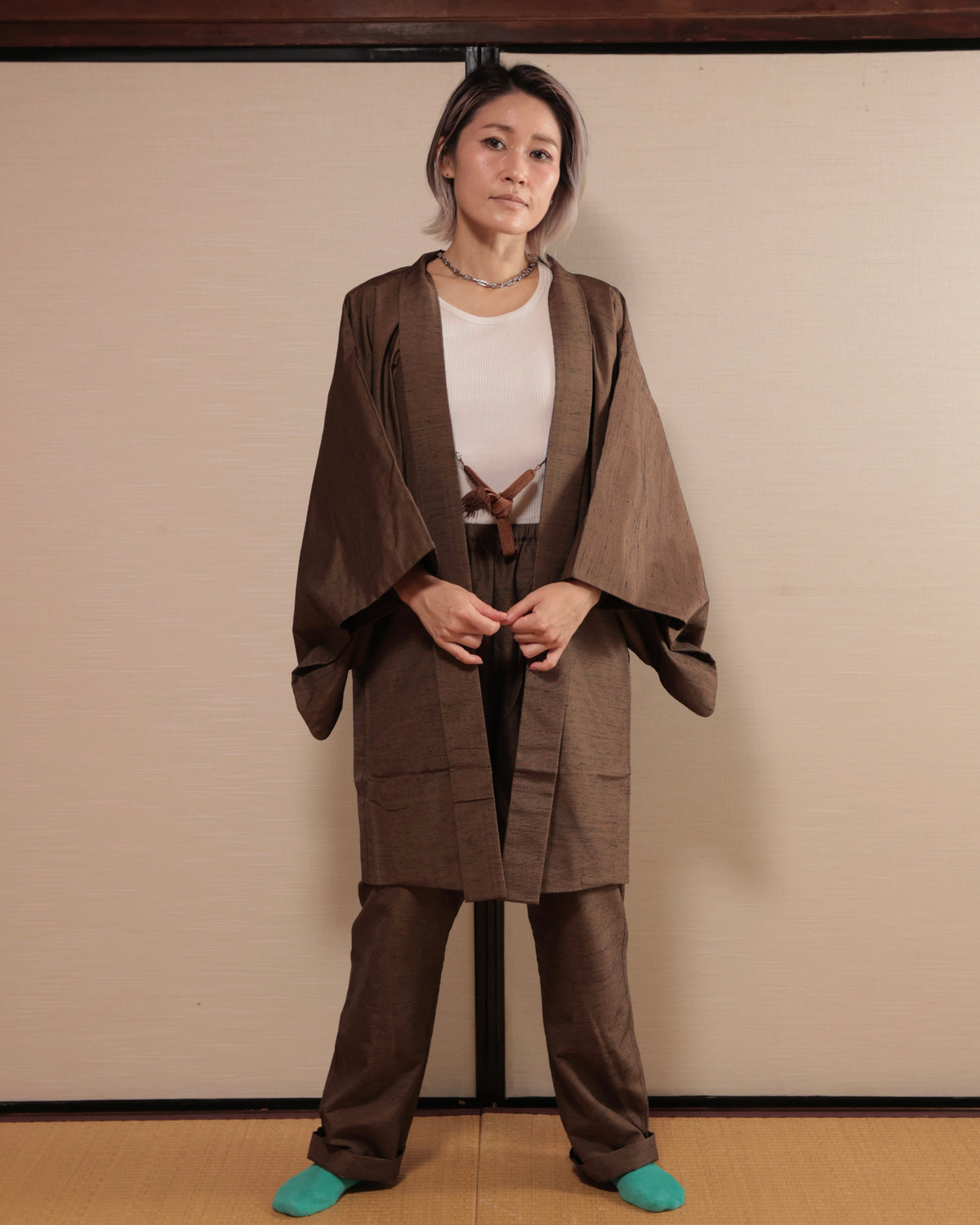 UPDATE Haori x Upcycled Kimono Pants Set・TORA 虎