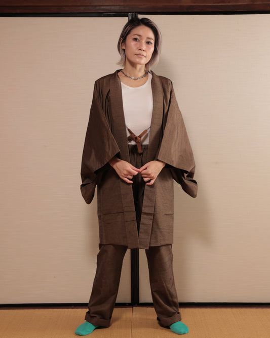 Haori x Upcycled Kimono Pants Set・KUCHIBA 朽葉