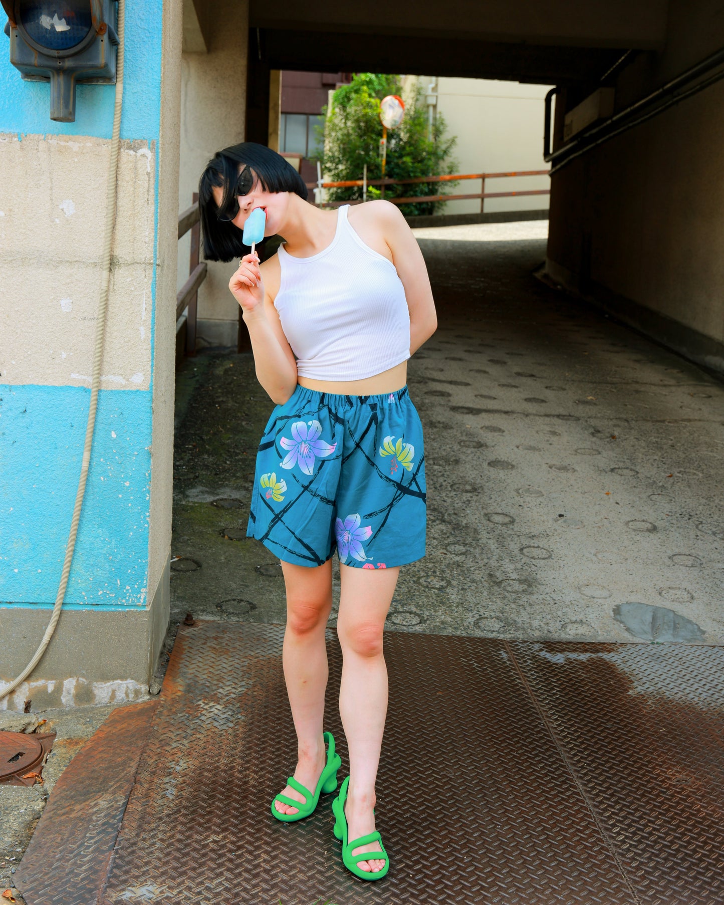 UPCYCLED YUKATA SHORTS・GRIGARI-KUN ガリガリ君