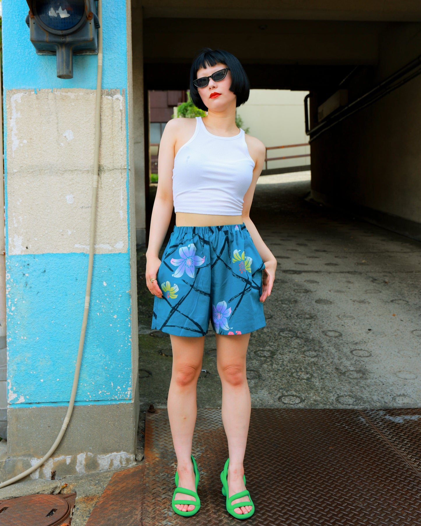 UPCYCLED YUKATA SHORTS・GRIGARI-KUN ガリガリ君