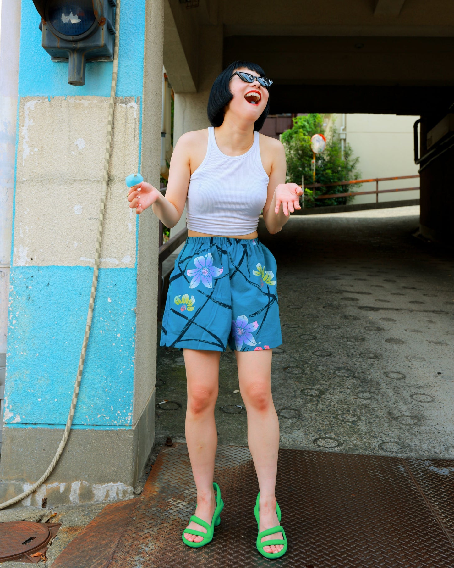 UPCYCLED YUKATA SHORTS・GRIGARI-KUN ガリガリ君