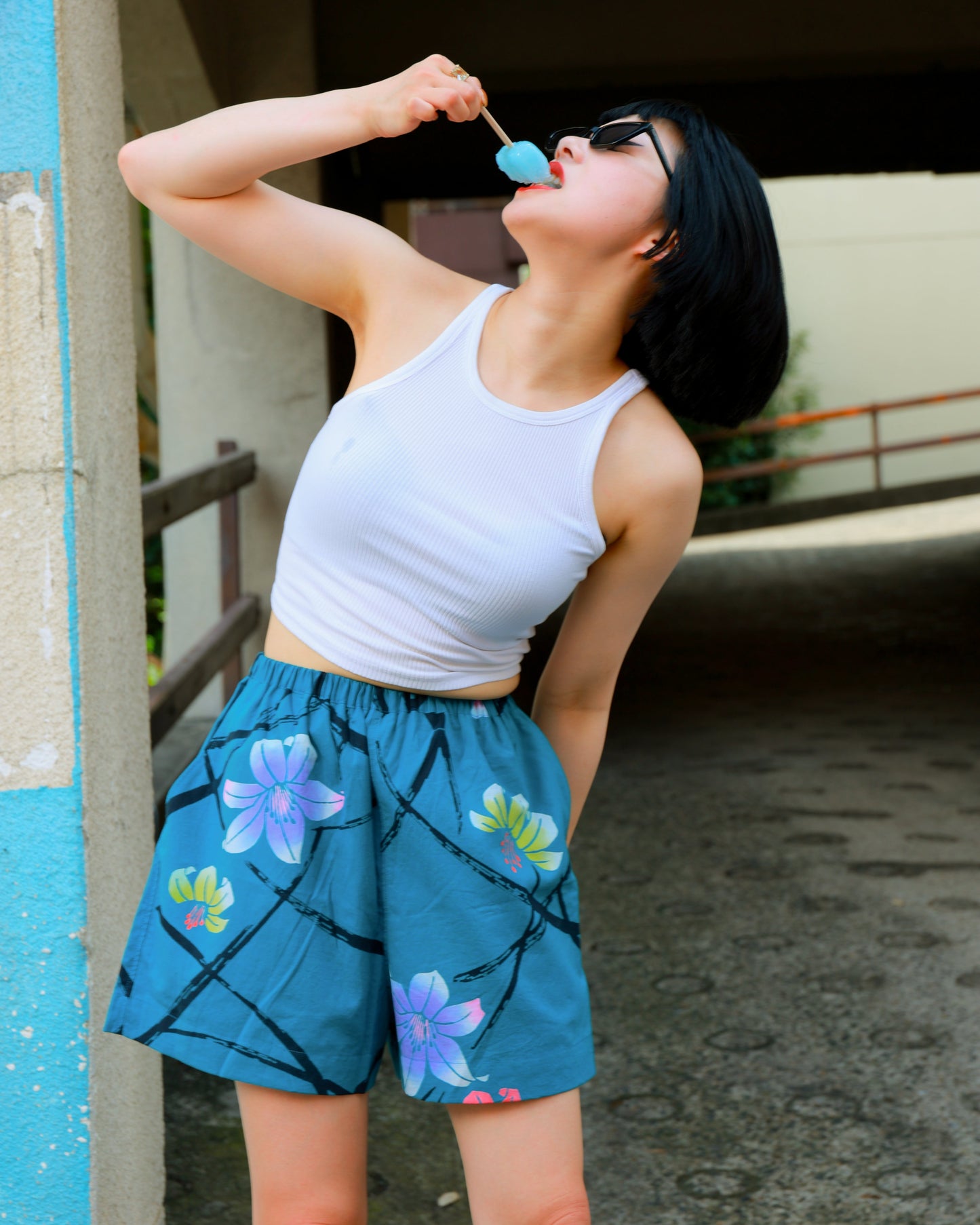 UPCYCLED YUKATA SHORTS・GRIGARI-KUN ガリガリ君