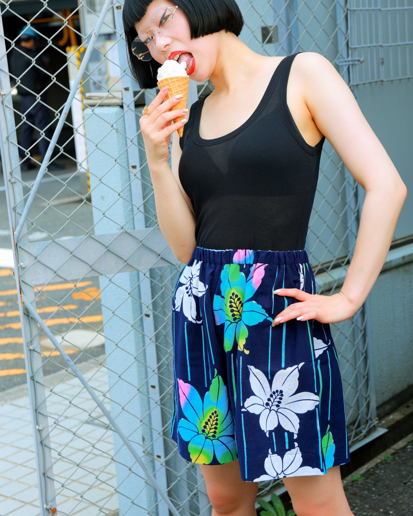 UPCYCLED YUKATA SHORTS・NIJI 虹