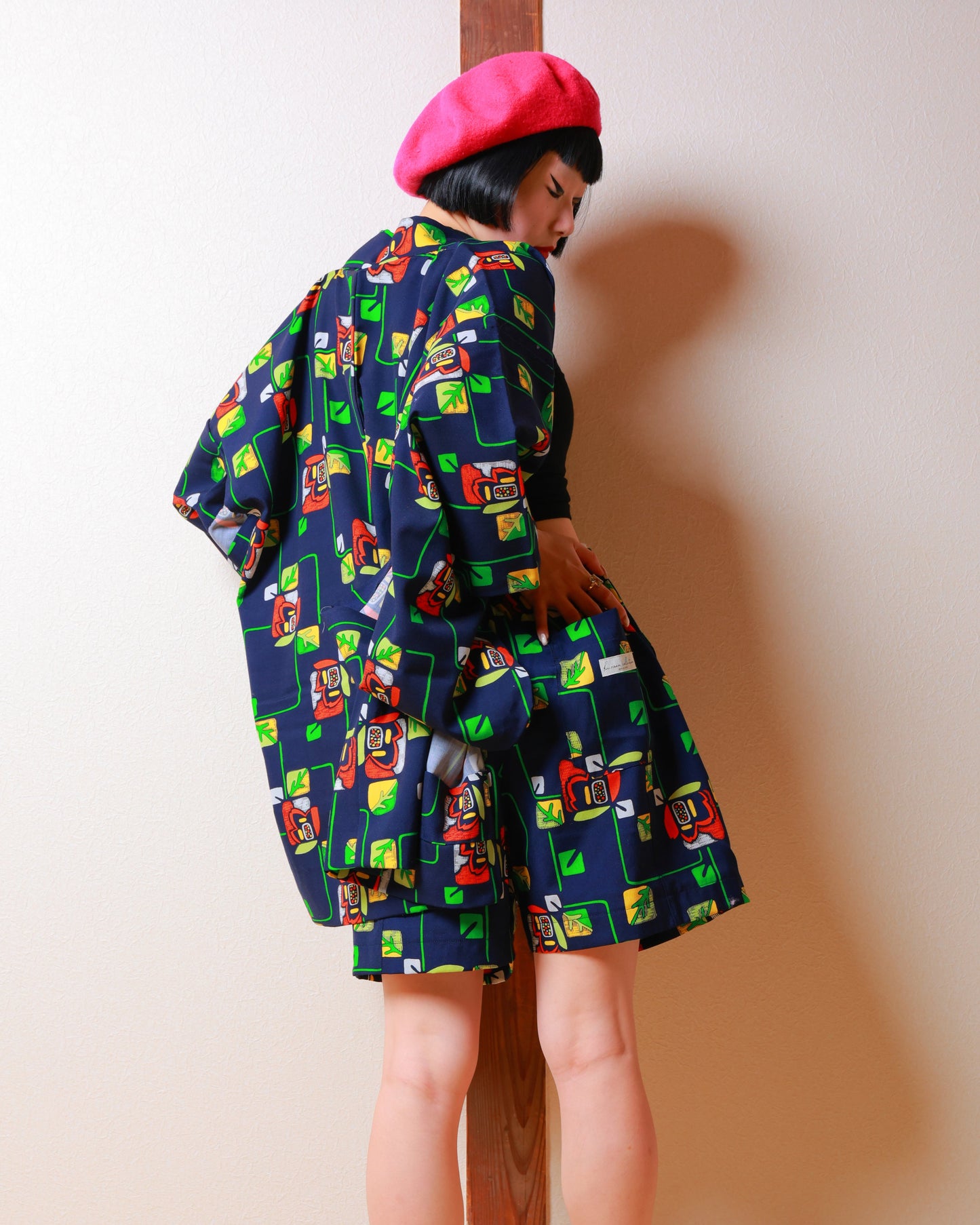 HAORI x UPCYCLED KIMONO UNISEX SHORTS SET・BARA 薔薇