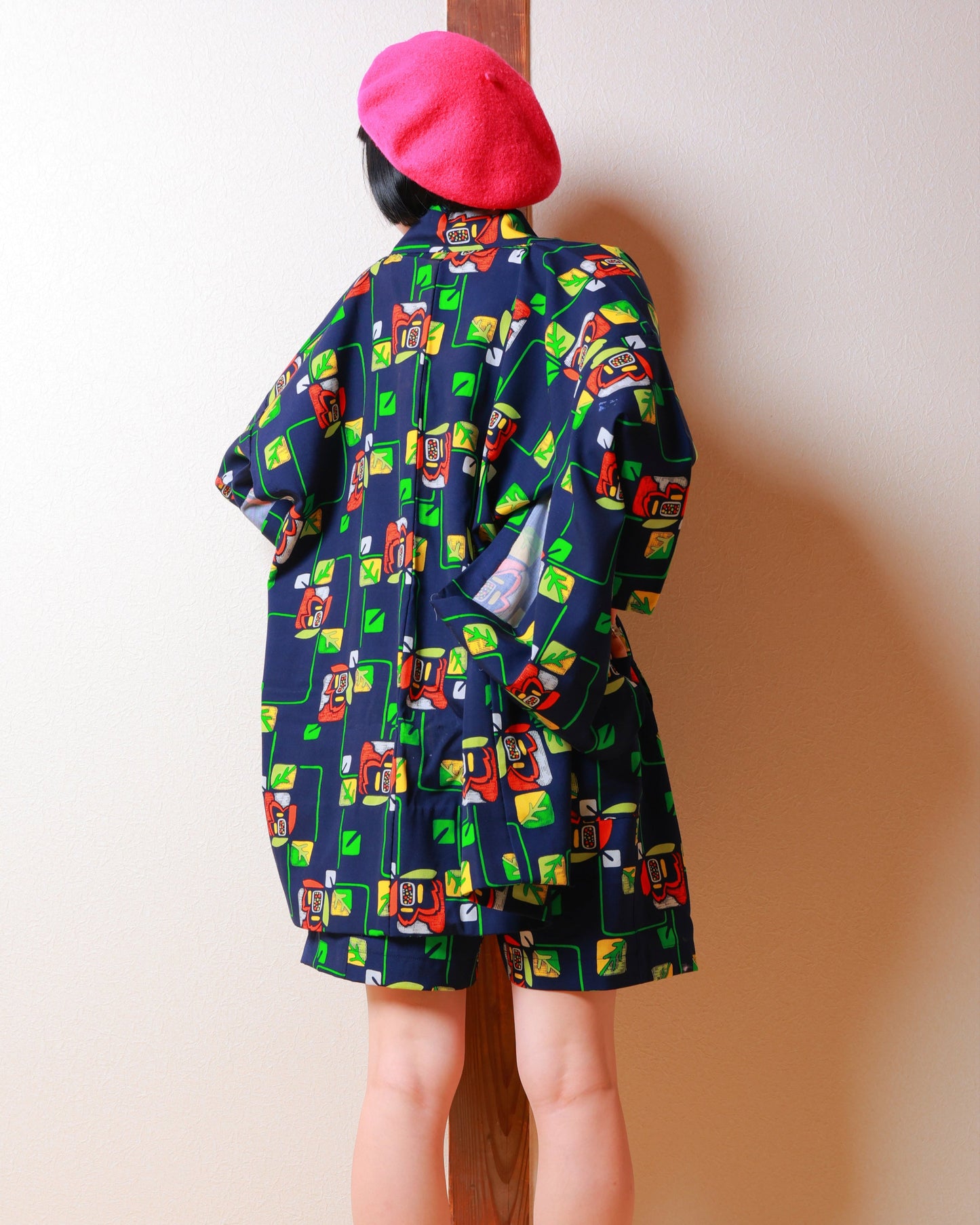 HAORI x UPCYCLED KIMONO UNISEX SHORTS SET・BARA 薔薇