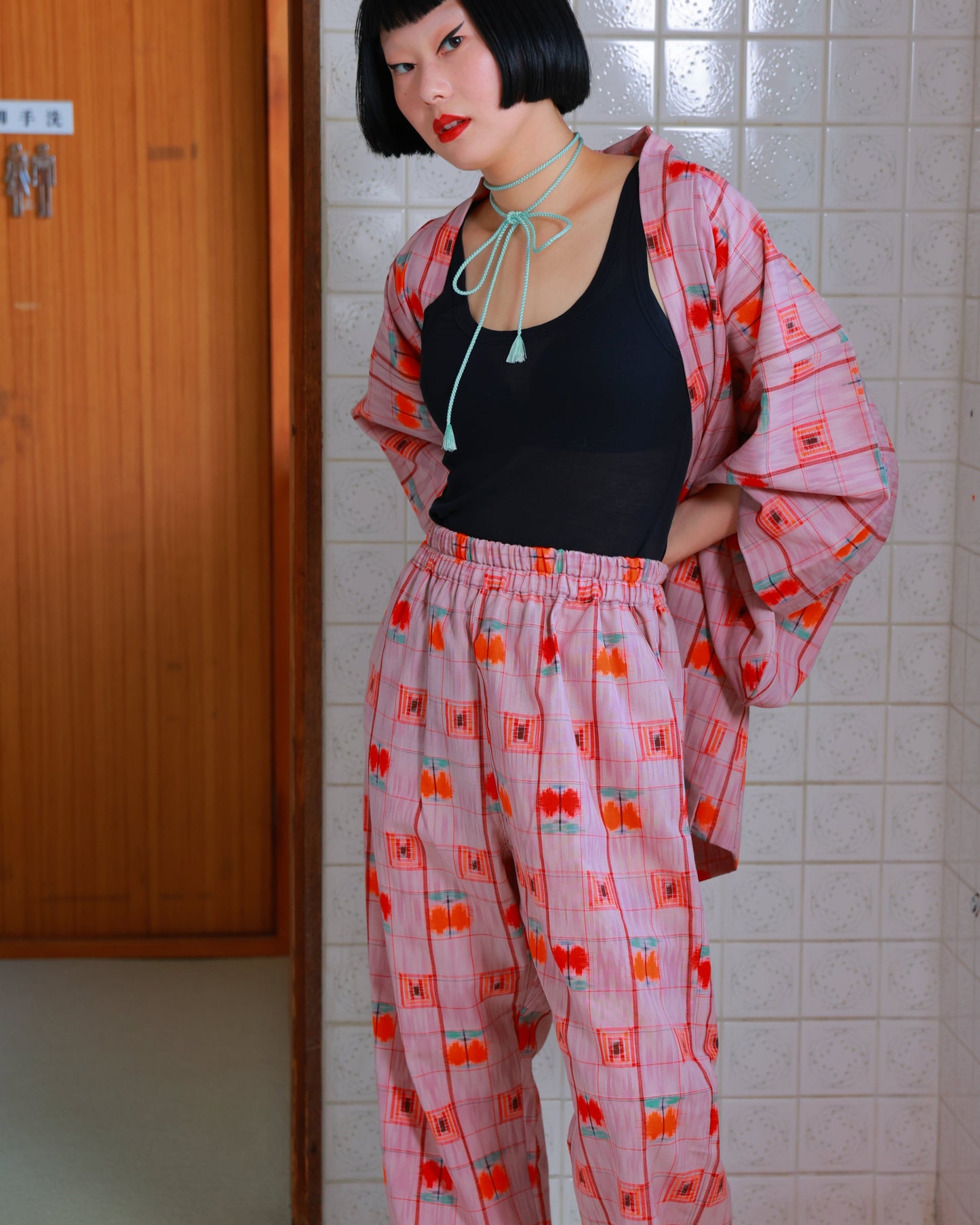 HAORI x UPCYCLED KIMONO UNISEX PANTS SET・FRUIT PUNCH フルーツポンチ