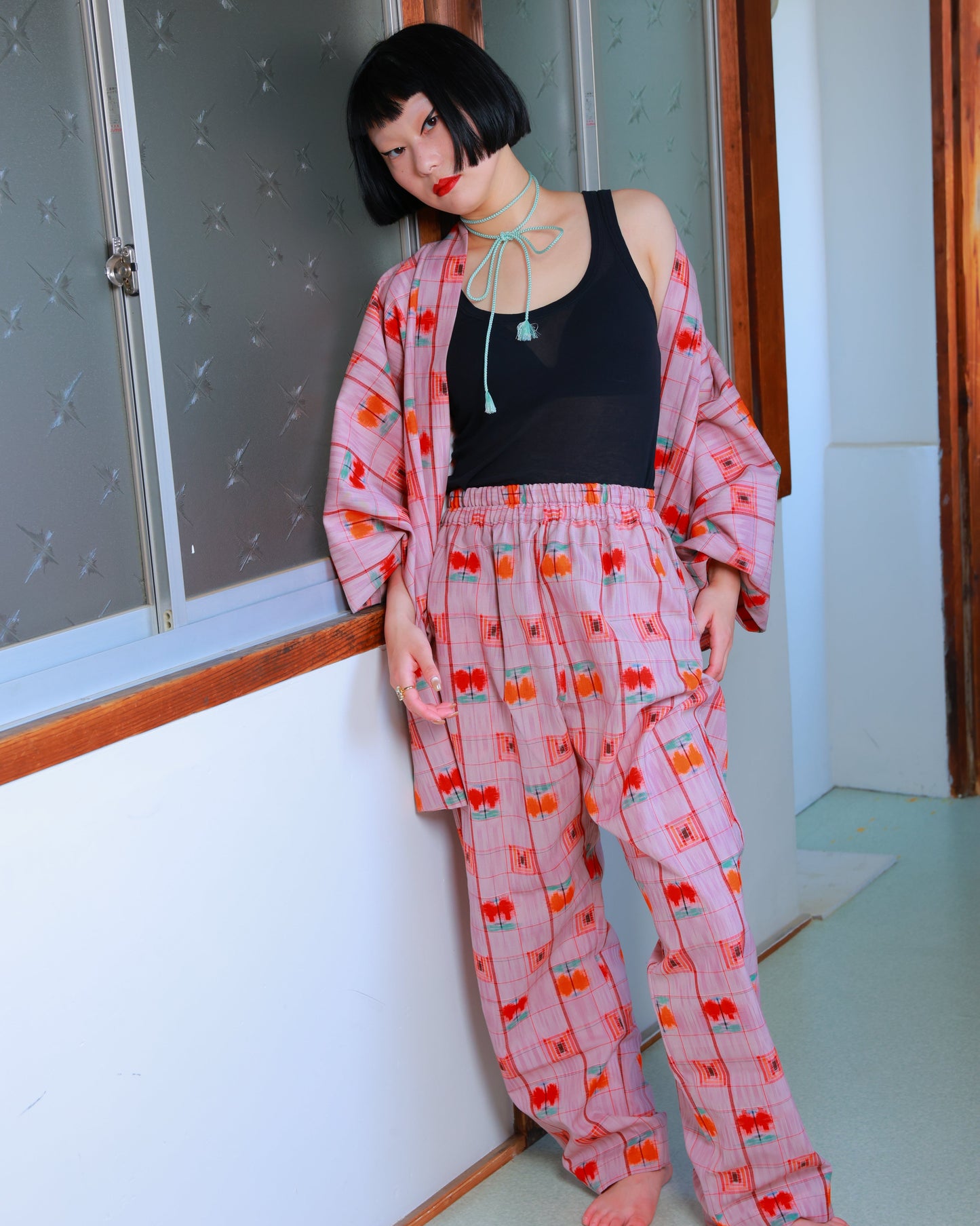 HAORI x UPCYCLED KIMONO UNISEX PANTS SET・FRUIT PUNCH フルーツポンチ