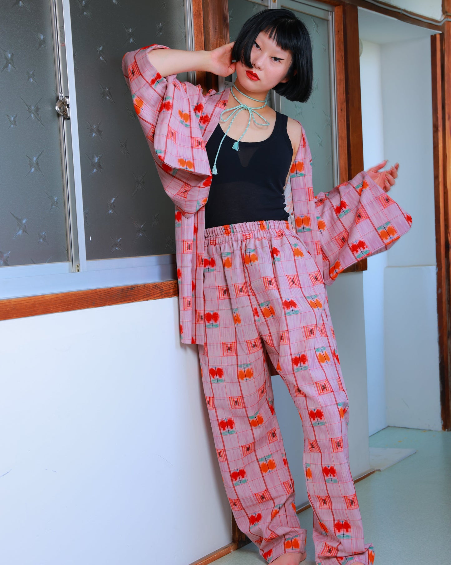 HAORI x UPCYCLED KIMONO UNISEX PANTS SET・FRUIT PUNCH フルーツポンチ