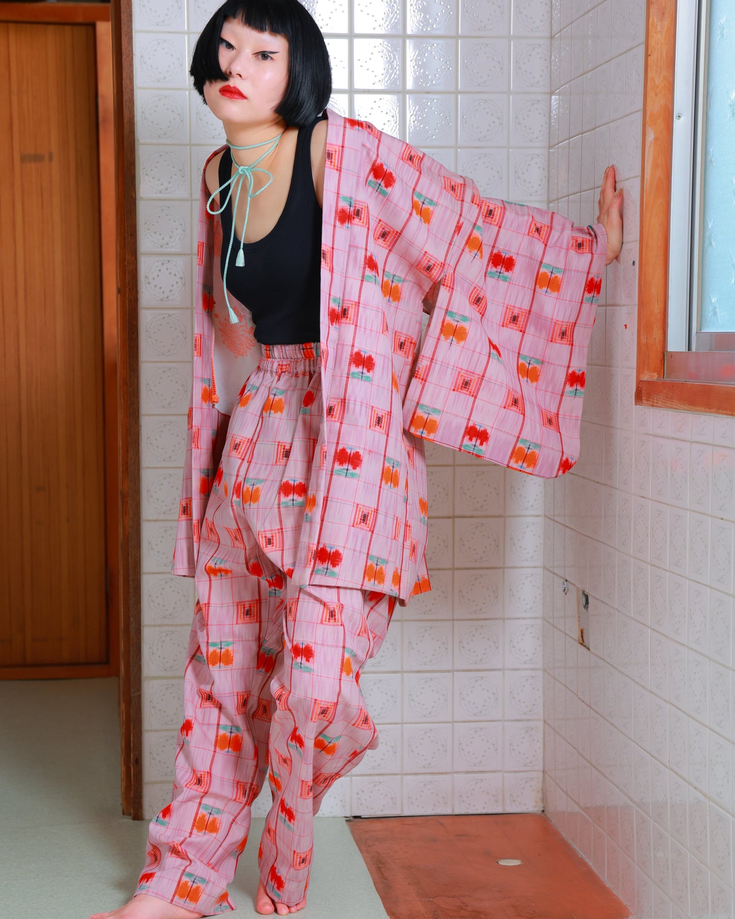HAORI x UPCYCLED KIMONO UNISEX PANTS SET・FRUIT PUNCH フルーツポンチ