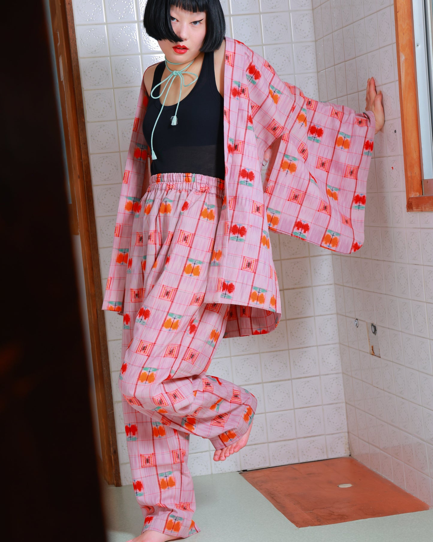 HAORI x UPCYCLED KIMONO UNISEX PANTS SET・FRUIT PUNCH フルーツポンチ