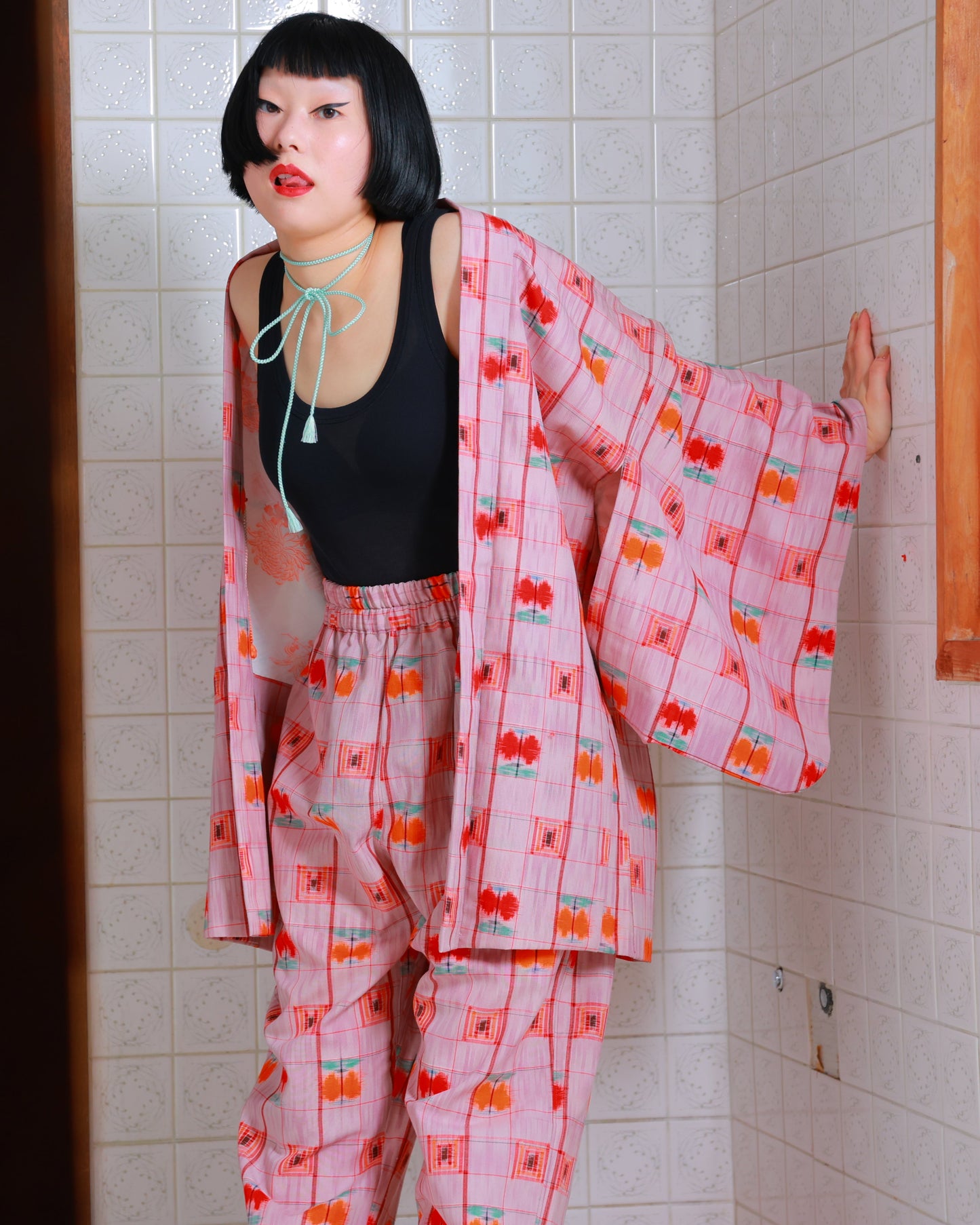 HAORI x UPCYCLED KIMONO UNISEX PANTS SET・FRUIT PUNCH フルーツポンチ