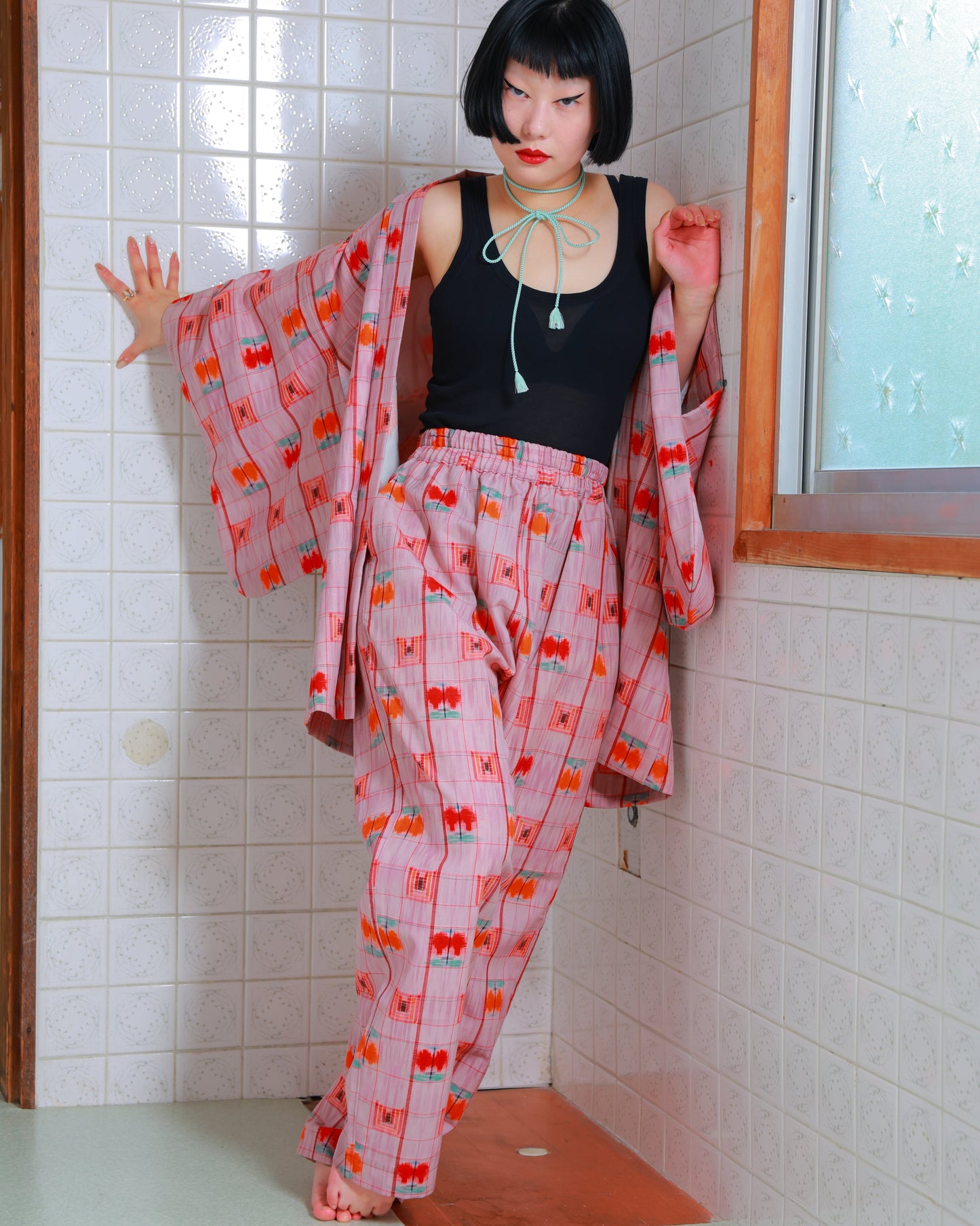 HAORI x UPCYCLED KIMONO UNISEX PANTS SET・FRUIT PUNCH フルーツポンチ