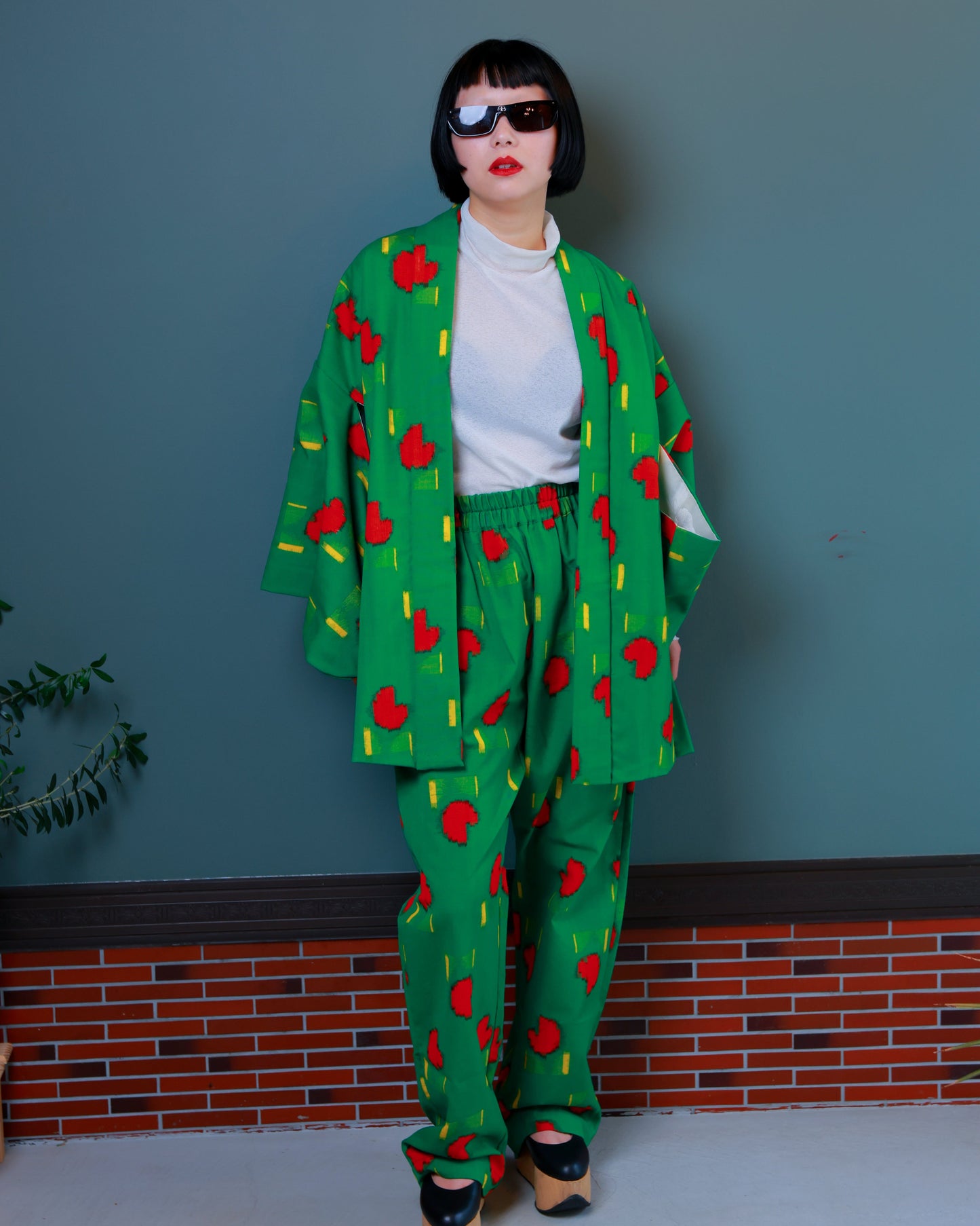 HAORI x UPCYCLED KIMONO UNISEX PANTS SET・PACMAN パックマン