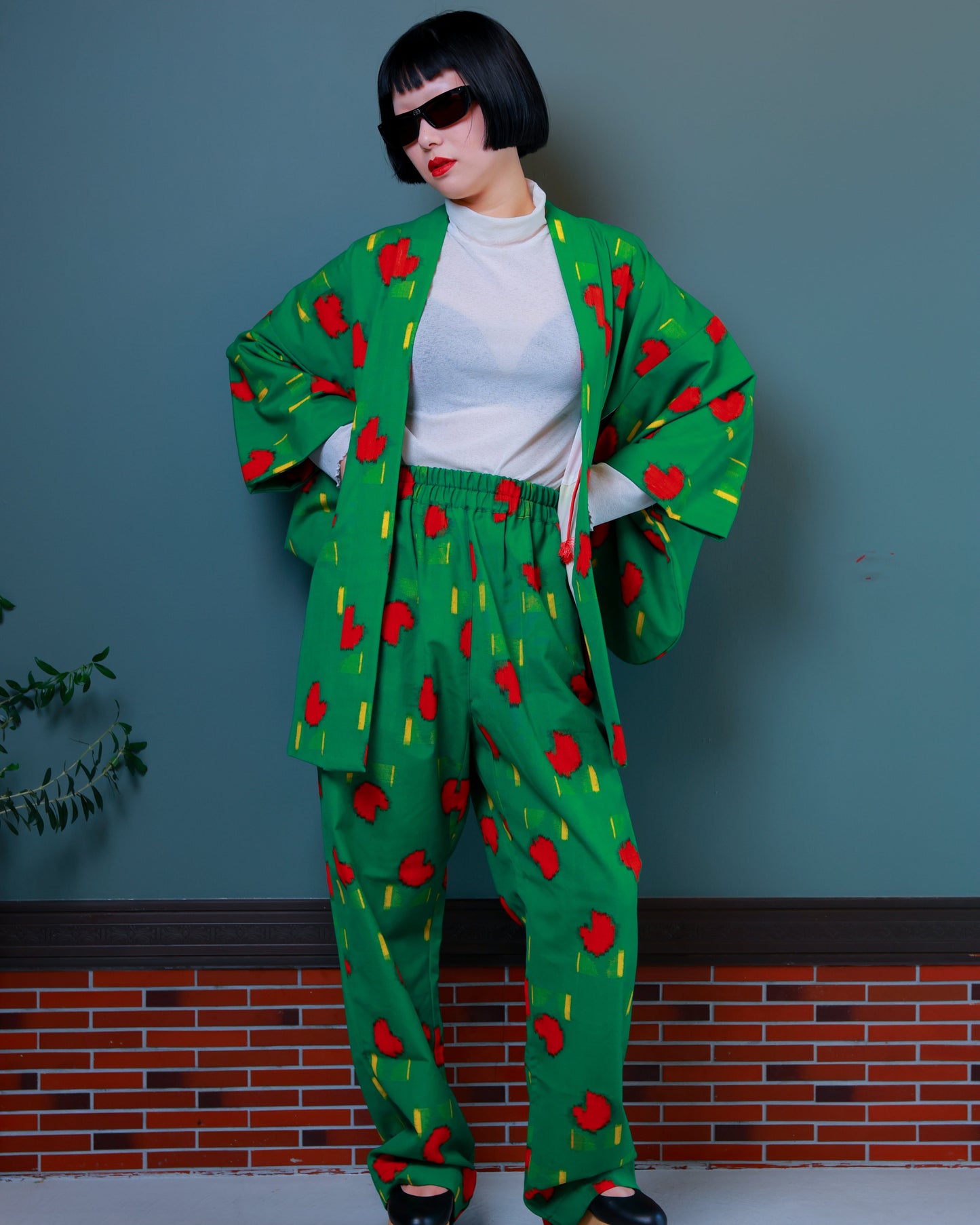 HAORI x UPCYCLED KIMONO UNISEX PANTS SET・PACMAN パックマン