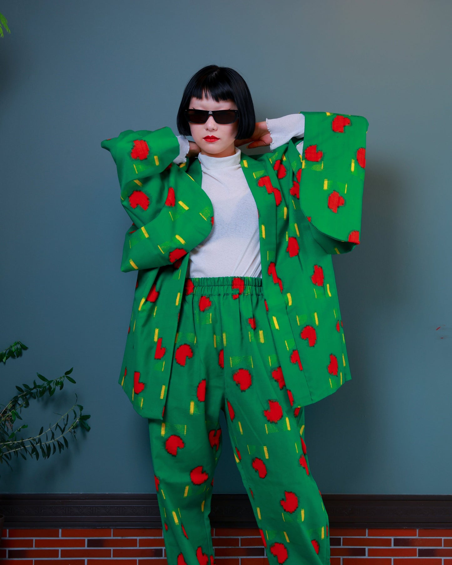 HAORI x UPCYCLED KIMONO UNISEX PANTS SET・PACMAN パックマン