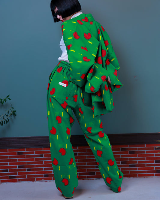 HAORI x UPCYCLED KIMONO UNISEX PANTS SET・PACMAN パックマン