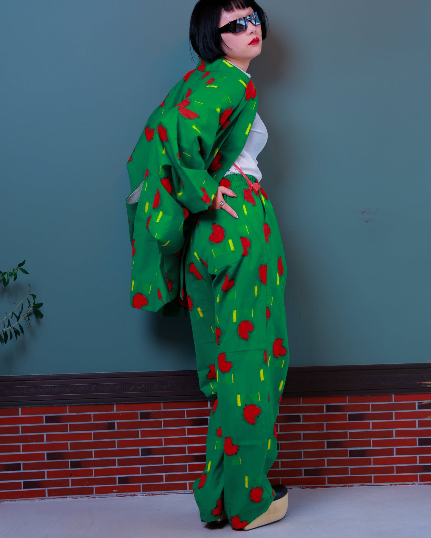 HAORI x UPCYCLED KIMONO UNISEX PANTS SET・PACMAN パックマン