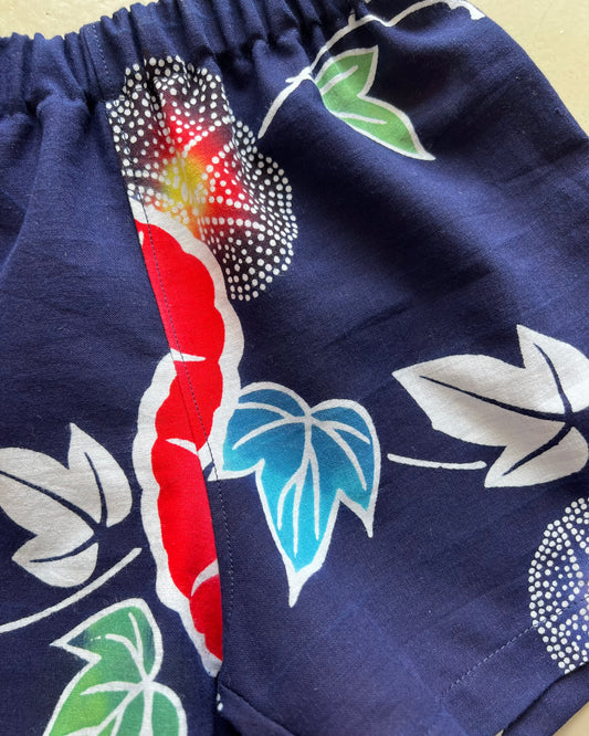 Upcycled Cotton Shorts 2-3 year old・ASAGAO あさがお