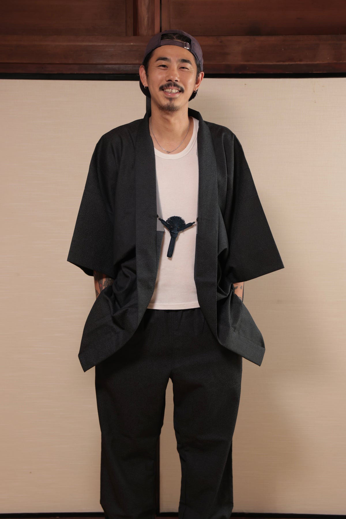 Haori x Upcycled Kimono Pants Set・Gen 玄