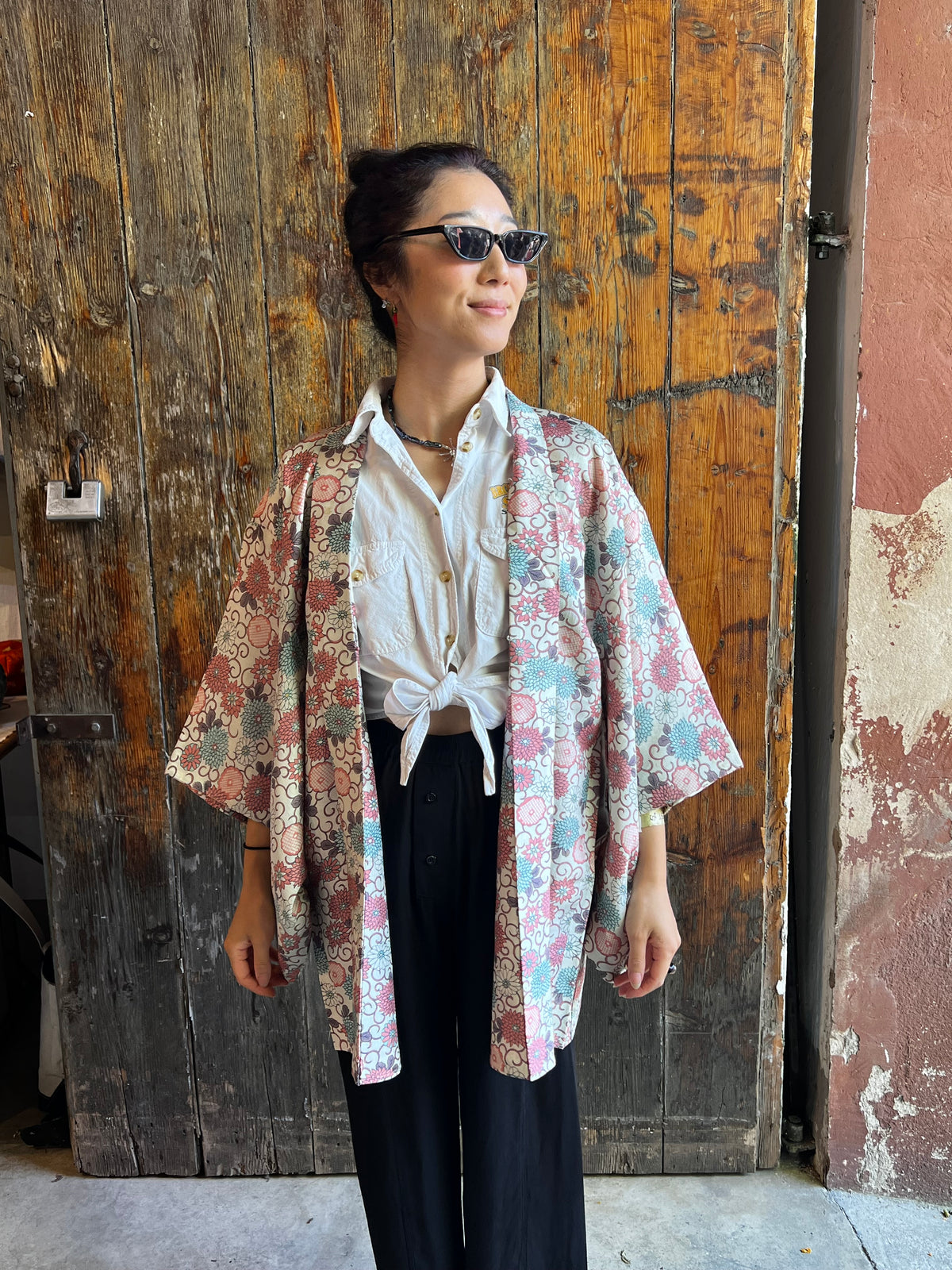 Vintage Black Silk Haori Jacket · HANAGASUMI 花霞