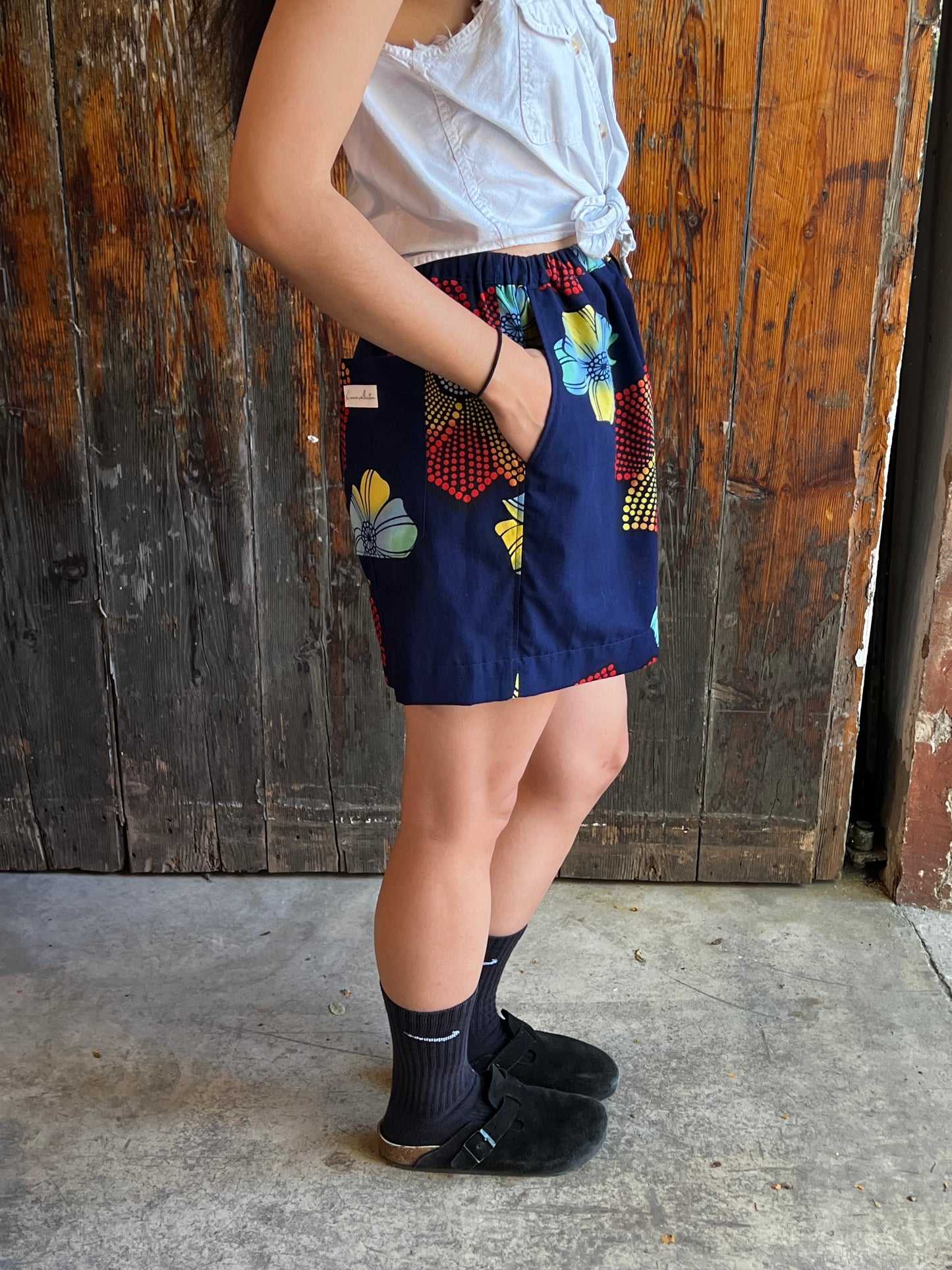 Upcycled Yukata Cotton Shorts · YAKA 夜華