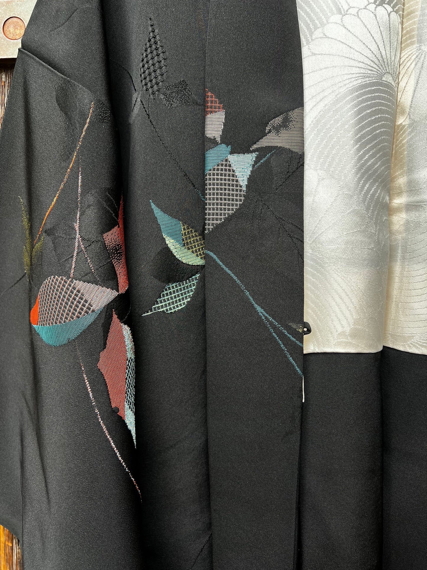 Vintage Black Silk Haori Jacket ·