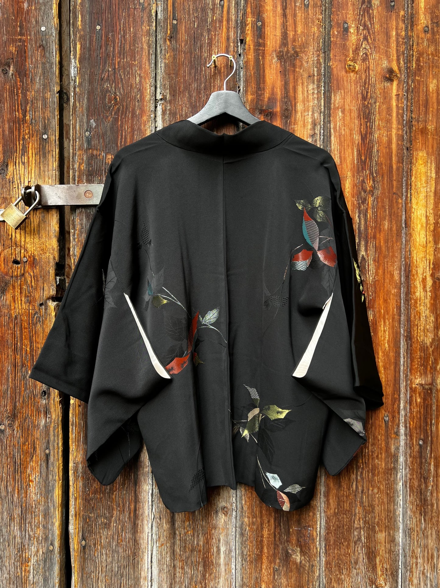 Vintage Black Silk Haori Jacket ·