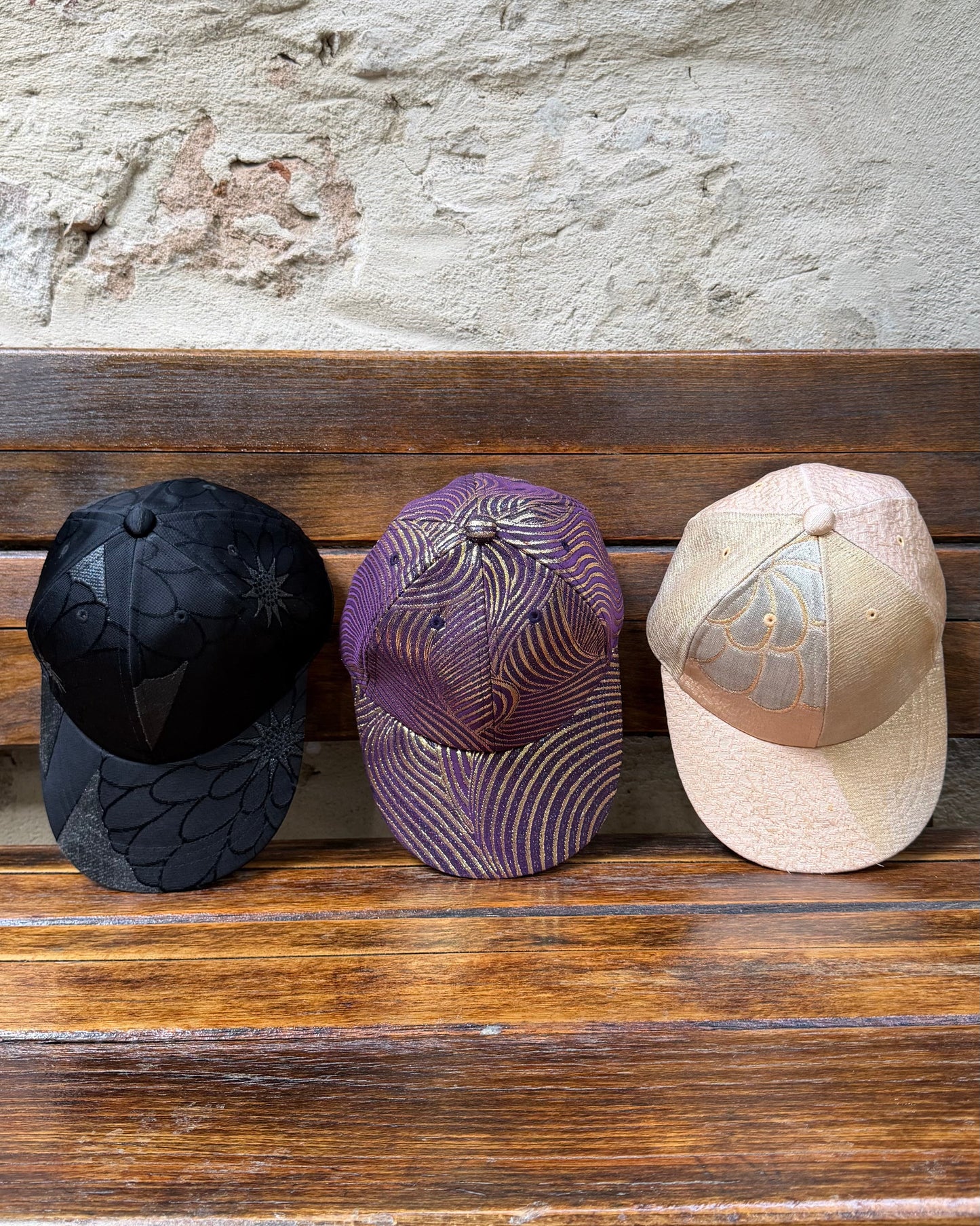 UPCYCLED OBI BASEBALL CAP・KIRAKIRA KURO キラキラ黒