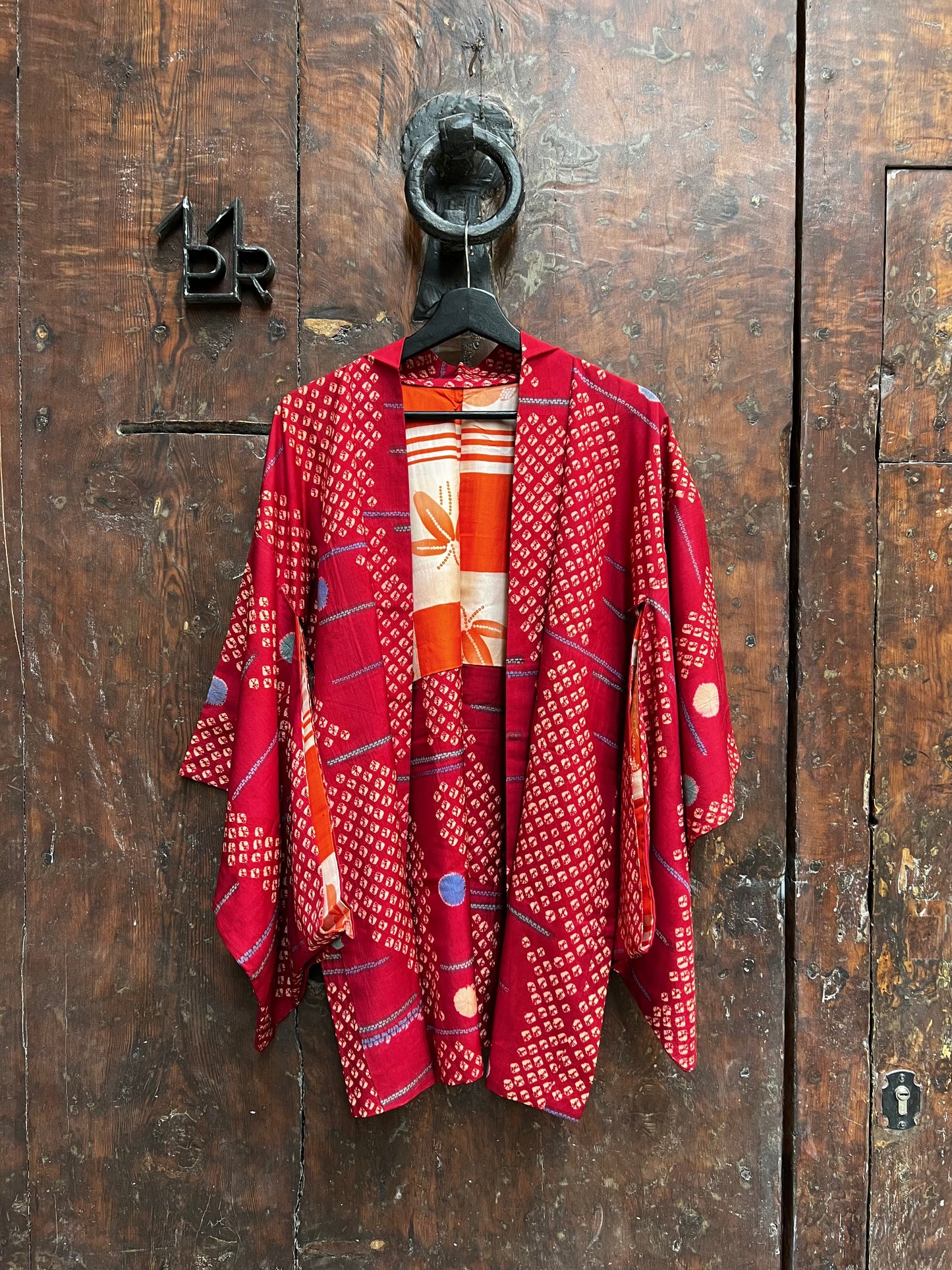 Vintage Partial Shibori Silk Haori Jacket ·