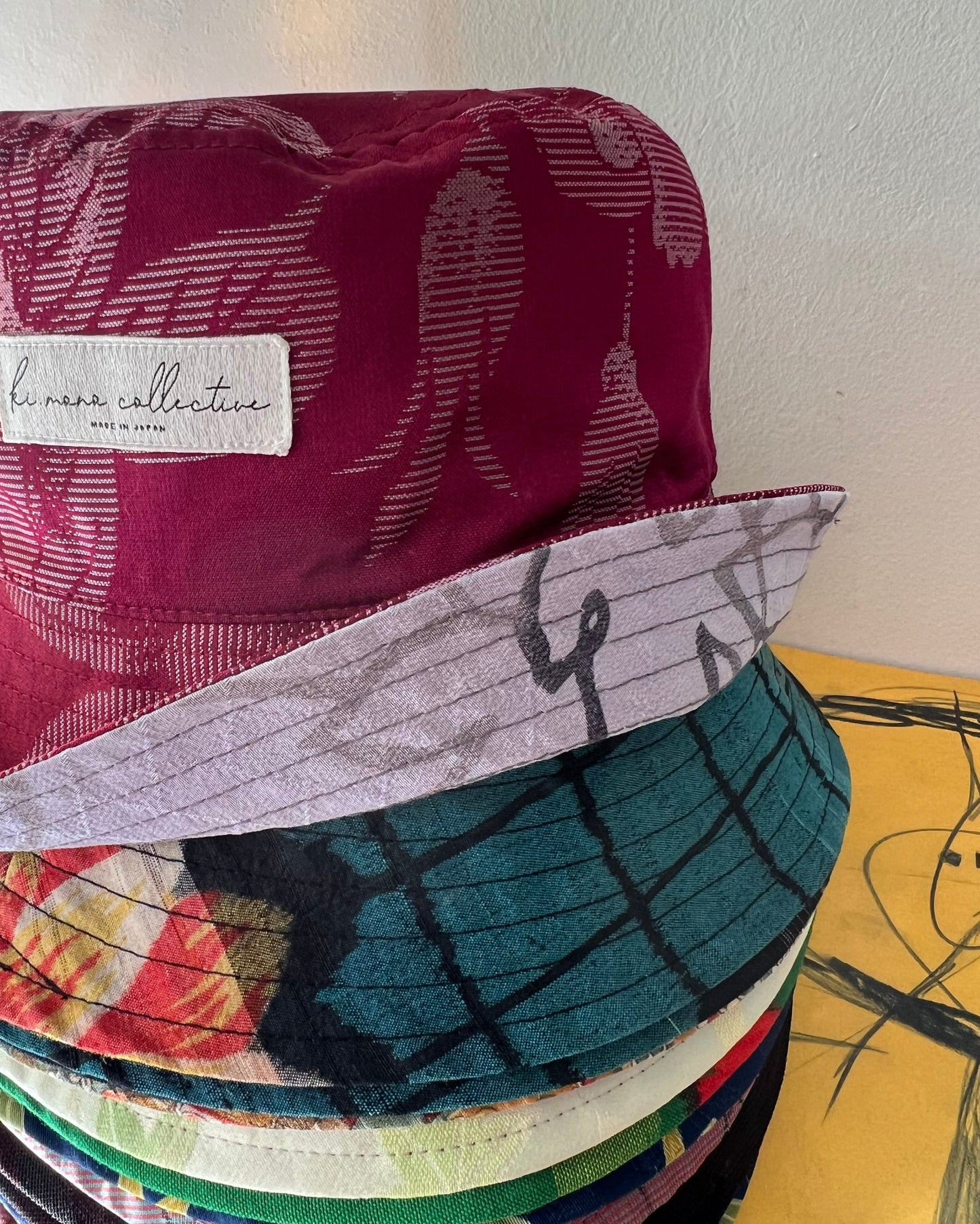 UPCYCLED KIMONO BUCKET HAT・BARA 薔薇