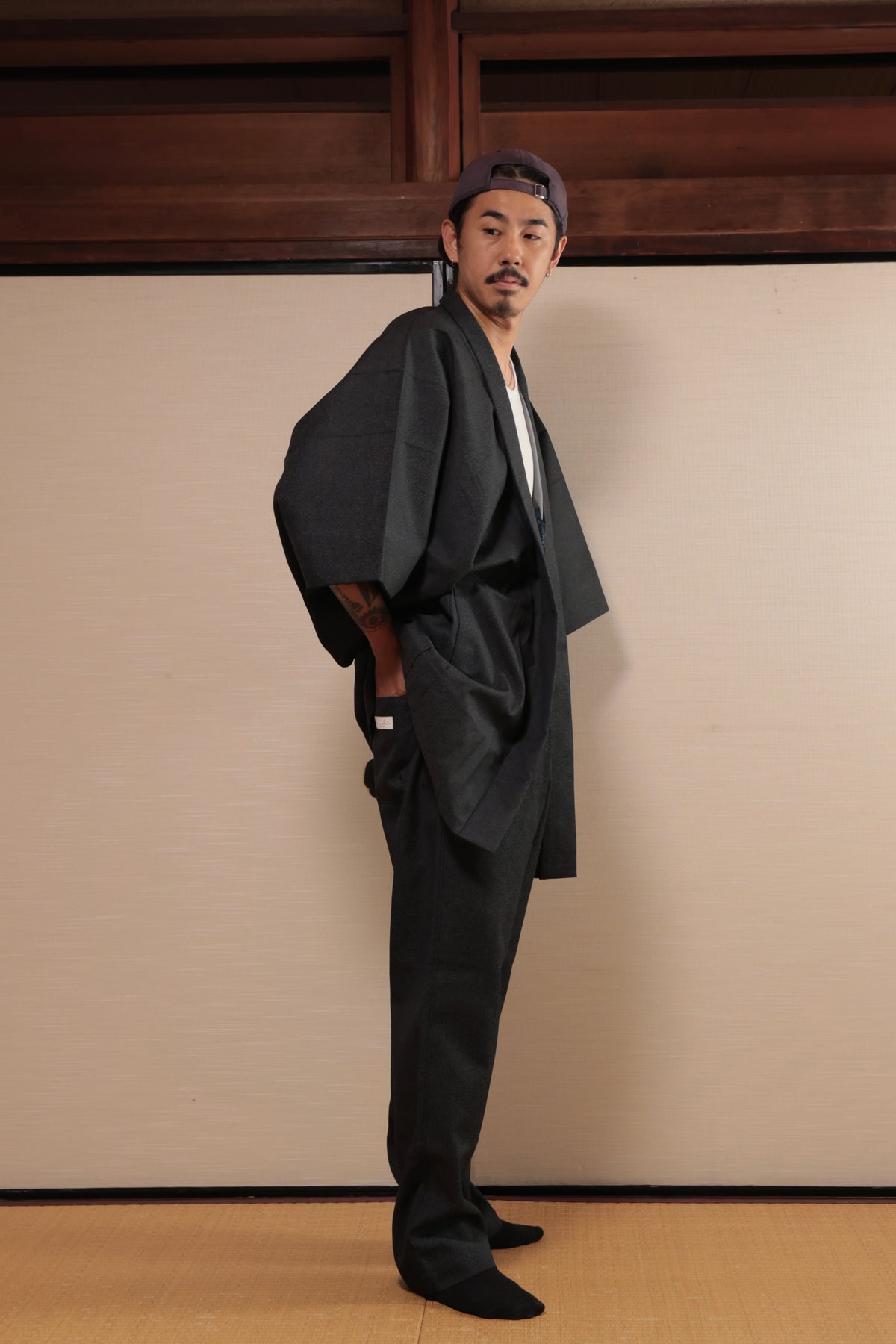 Haori x Upcycled Kimono Pants Set・Gen 玄